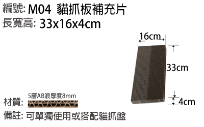 M04貓抓板補充片  33x16x4 cm